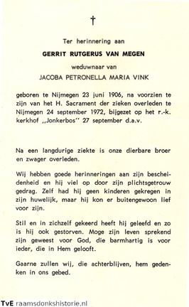 Gerrit Rutgerus van Megen Jacoba Petronella Maria Vink