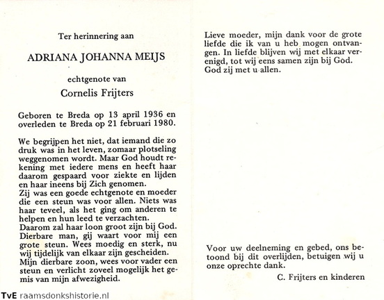 Adriana Johanna Meijs Cornelis Frijters