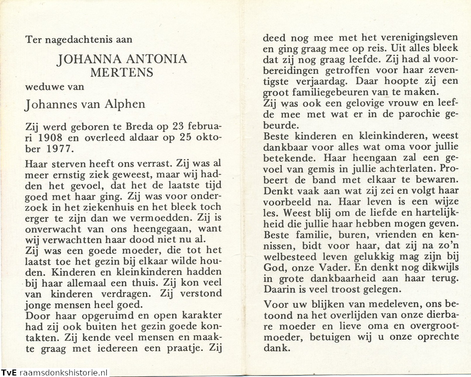 Johanna Antonia Mertens Johannes van Alphen