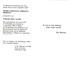 Petrus Johannes Adrianus Mertens Catharina Maria van Hal