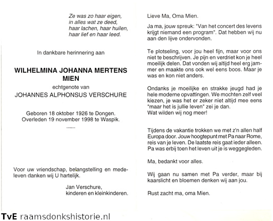 Wilhelmina Johanna Mertens Johannes Alphonsus Verschure