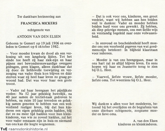 Francisca Mickers Antoon van den Elsen