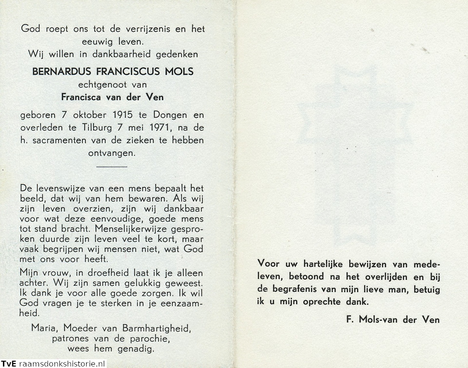 Bernardus Franciscus Mols Francisca van der Ven