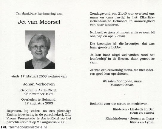 Jet van Moorsel Johan Verhoeven
