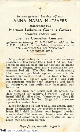 Anna Maria Mutsaers Martinus Ludovicus Cornelis Govers-Johannes Cornelius Keusters