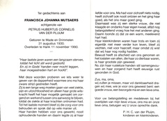 Francisca Johanna Mutsaers Petrus Hubertus Cornelis van der Pluijm