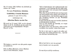 Franciscus Antonius Godefridus Cornelis Mutsaers Albertina Maria van der Pas
