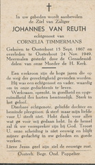 Reuth van, Johannes  Cornelia Timmermans