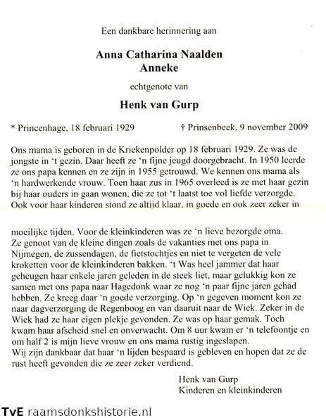 Anna Catharina Naalden Henk van Gurp