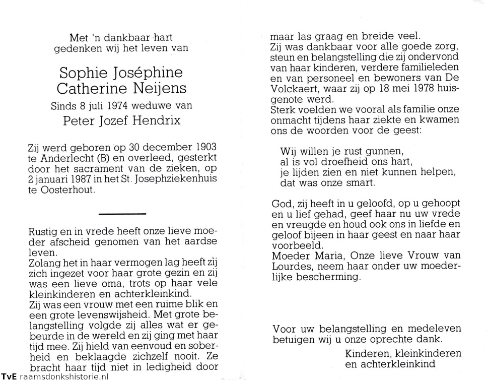 Sophie Joséphine Catharine Neijens- Peter Jozef Hendrix