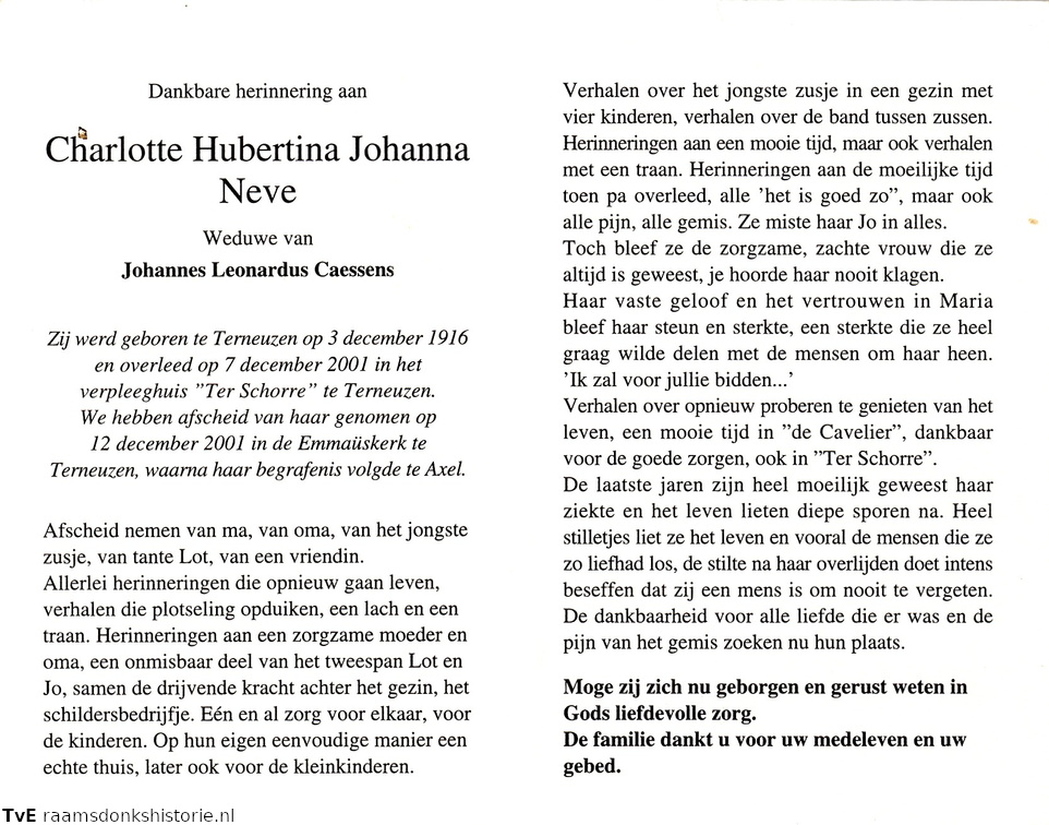 Charlotte Hubertina Johanna Neve- Johannes Leonardus Caessens