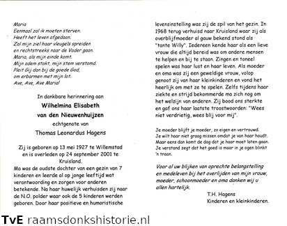 Wilhelmina Elisabeth van den Nieuwenhuijzen Thomas Leonardus Hagens