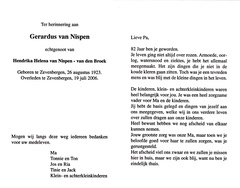 Gerardus van Nispen- Hendrika Helena van den Broek