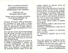 Jacobus Hubertus Cornelis van Nispen- Hendrika Maria Gillis