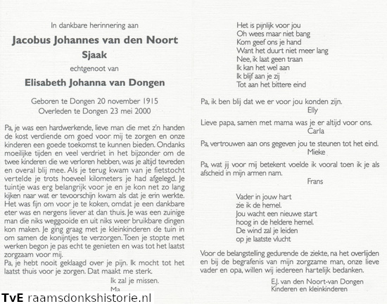Jacobus Johannes van den Noort- Elisabeth Johanna van Dongen