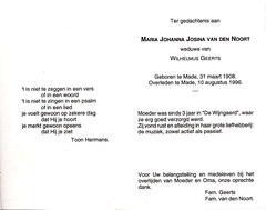 Maria Johanna Josina van den Noort- Wilhelmus Geerts