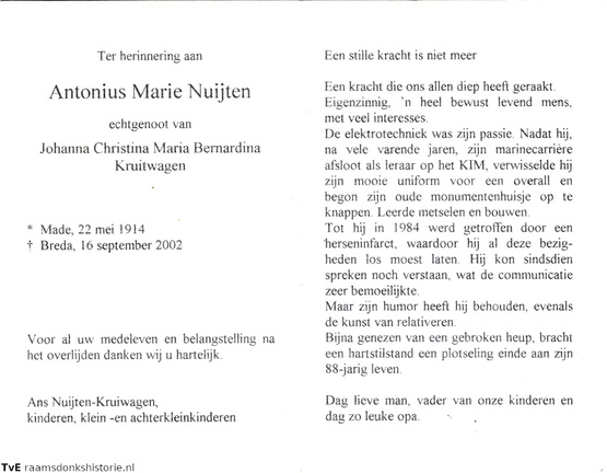 Antonius Marie Nuijten- Johanna Christina Maria Bernardina Kruitwagen