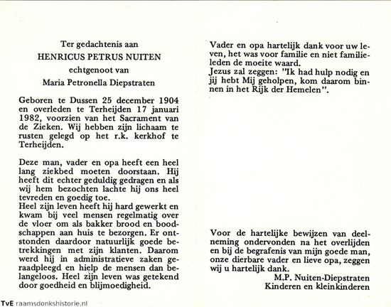 Henricus Petrus Nuiten- Maria Petronella Diepstraten
