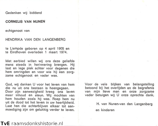 Cornelis van  Nunen- Hendrika van den Langenberg