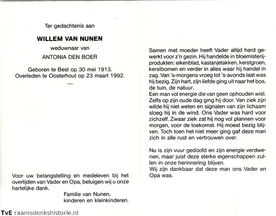 Willem van Nunen- Antonia den Boer