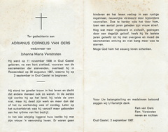 Adrianus Cornelis van Oers- Johanna Maria Verstraten