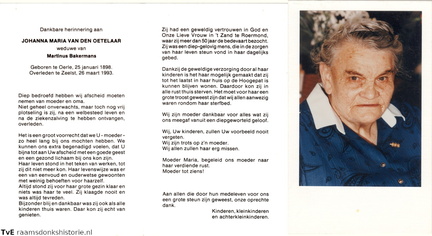 Johanna Maria van den Oetelaar- Martinus Bakermans