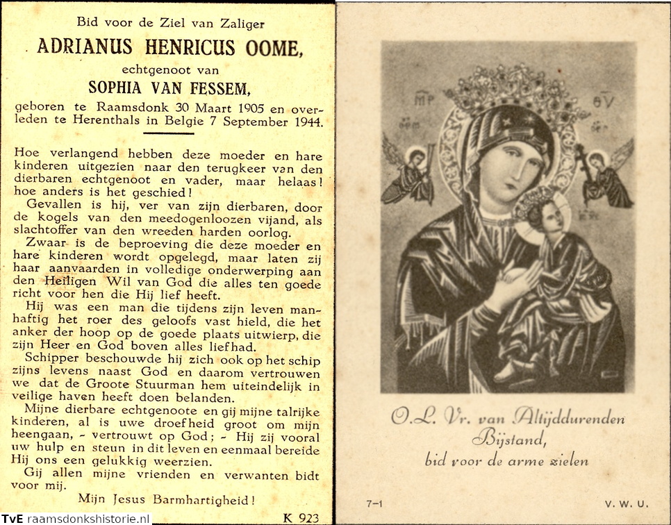 Adrianus Henricus Oome- Sophia van Fessem
