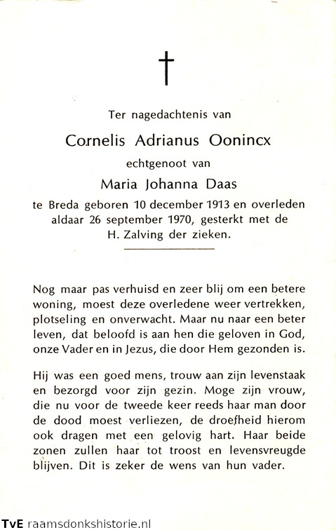 Cornelis Adrianus Oonincx- Maria Johanna Daas