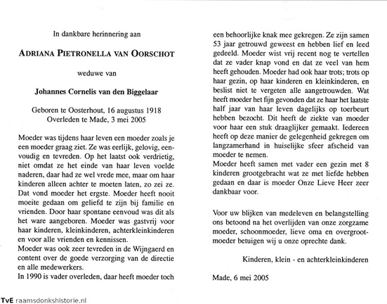 Adriana Pietronella van Oorschot- Johannes Cornelis van den Biggelaar
