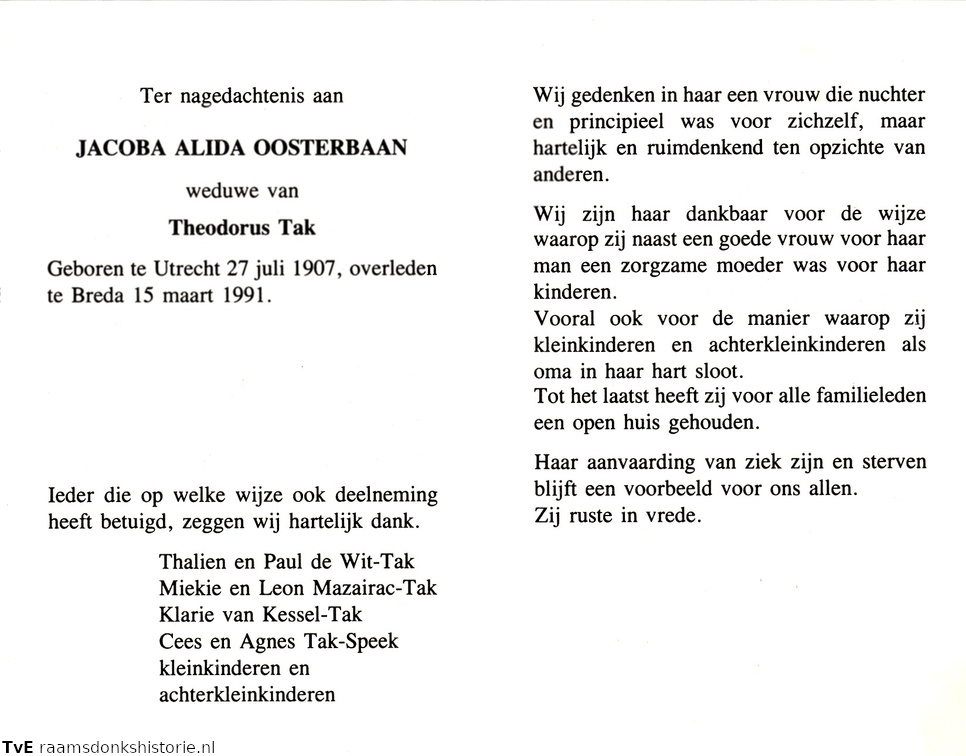 Jacoba Alida Oosterbaan- Theodorus Tak