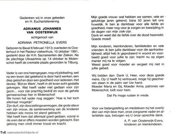 Adrianus Johannes van Oosterwijk- Adriana Petronella Evers