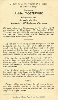 Anna Oosterwijk- Antonius Wilhelmus Oomen