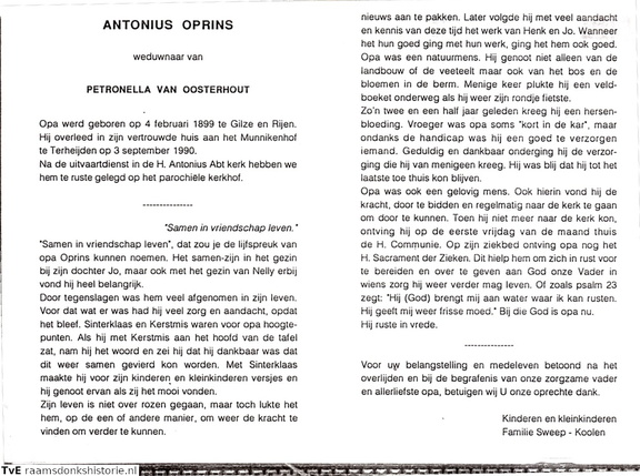 Antonius Oprins Petronella van Oosterhout