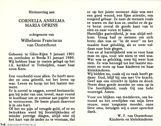 Cornelia Anselma Maria Oprins- Wilhelmus Franciscus van Oosterhout