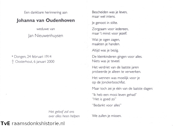 Johanna van Oudenhoven Jan Nieuwenhuysen