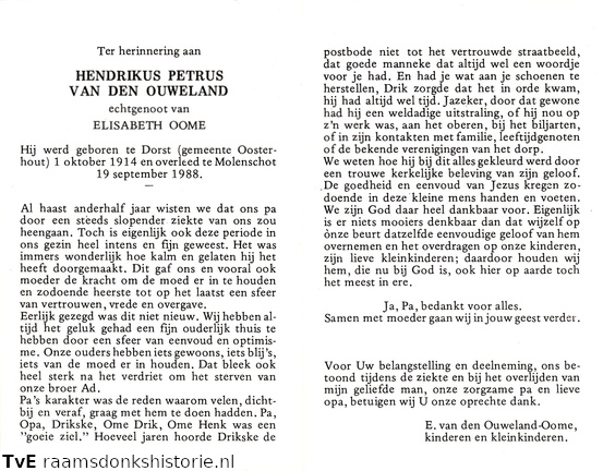 Hendrikus Petrus van den Ouweland- Elisabeth Oome