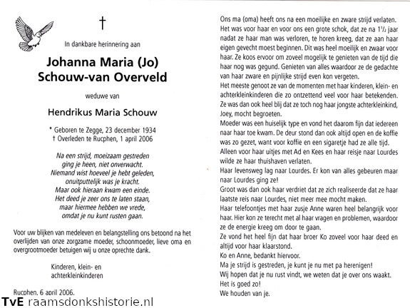 Johanna Maria van Overveld- Hendrikus Maria Schouw