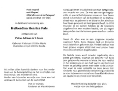 Huiberdina Henrica Pals Petrus Adriaan in t Groen