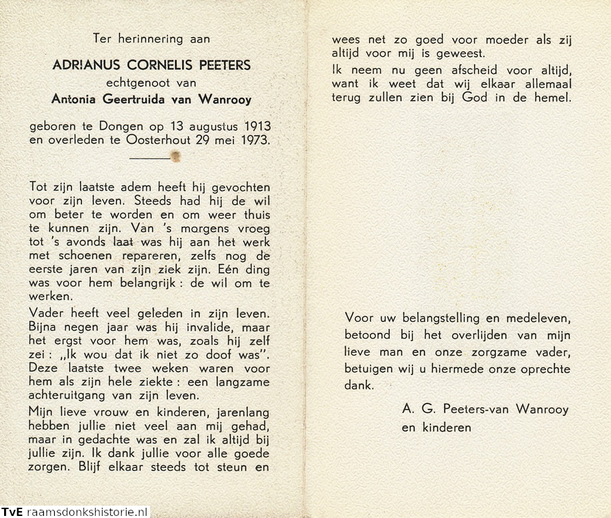 Adrianus Cornelis Peeters Antonia Geertruida van Wanrooy