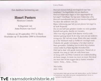 Henricus Cornelis Peeters Anna van Gool