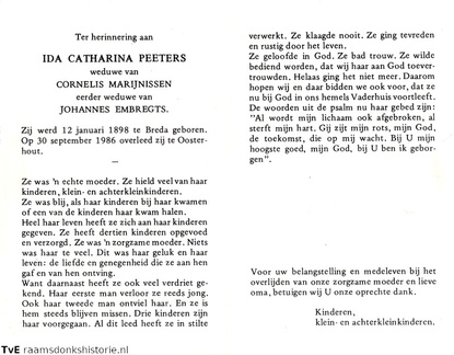 Ida Catharina Peeters Cornelis Marijnissen Johannes Embregts