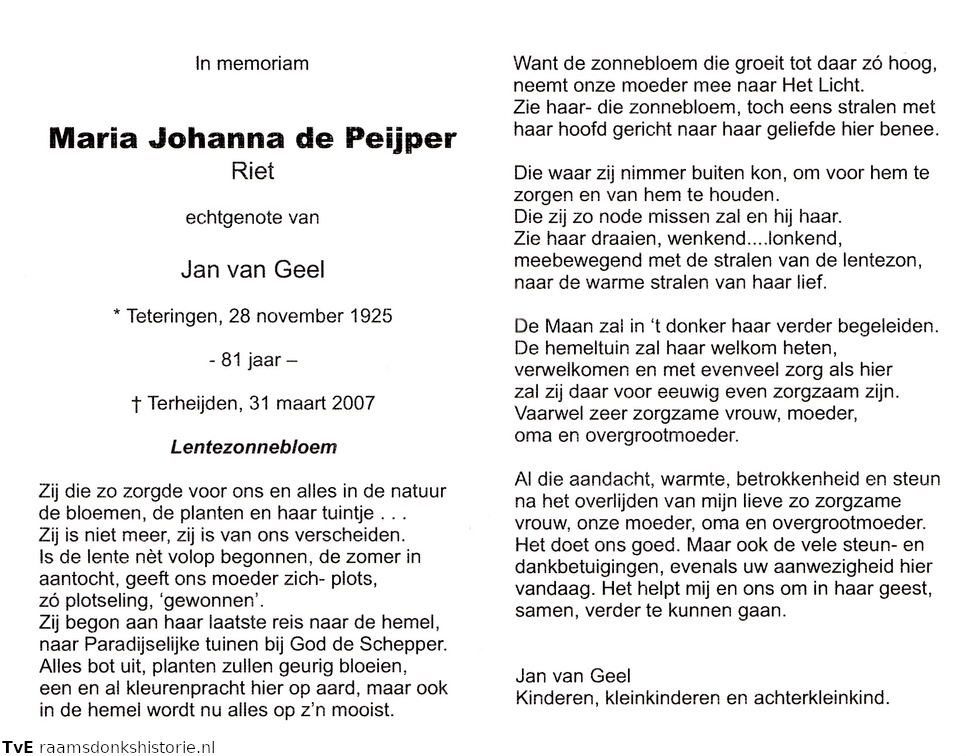 Maria Johanna de Peijper Jan van Geel