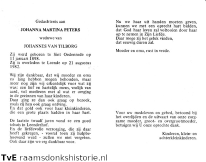 Johanna Martina Peters Johannes van Tilborg