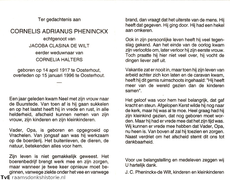 Cornelis Adrianus Pheninckx Jacoba Clasina de Wilt Cornelia Halters