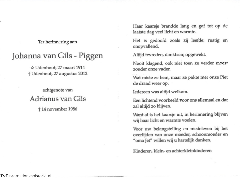 Johanna Piggen Adrianus van Gils