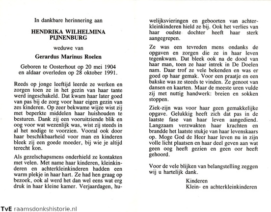 Hendrika Wilhelmina Pijnenburg Geradus Marinus Roelen