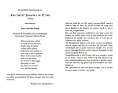 Antonette Johanna de Pijper Jan van der Steen
