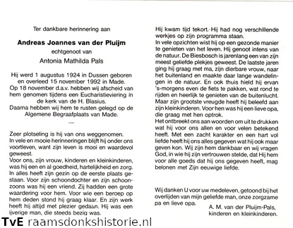 Andreas Joannes van der Pluijm Antonia Mathilda Pals