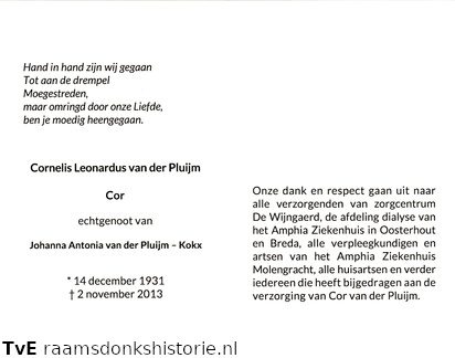 Cornelis Leonardus van der Pluijm Johanna Antonia Kokx