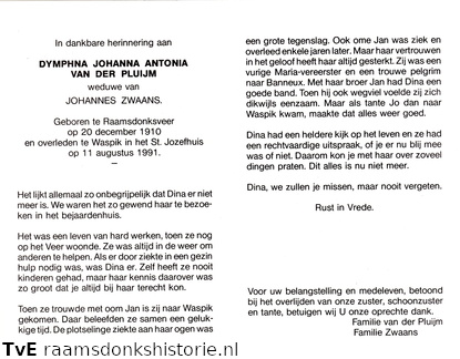 Dymphna Johanna Antonia van der Pluijm Johannes Zwaans